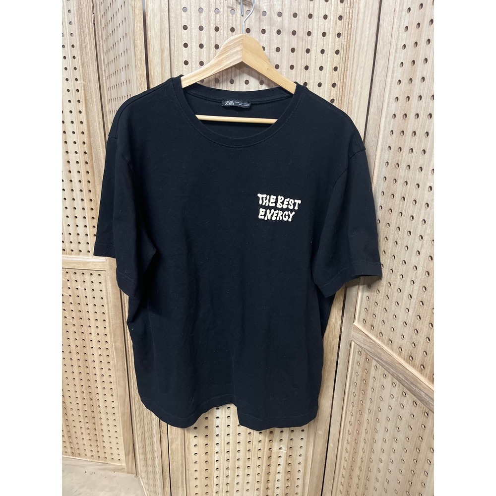ZARA Black THE BEST ENERGY Graphic T Shirt Tee Size XL